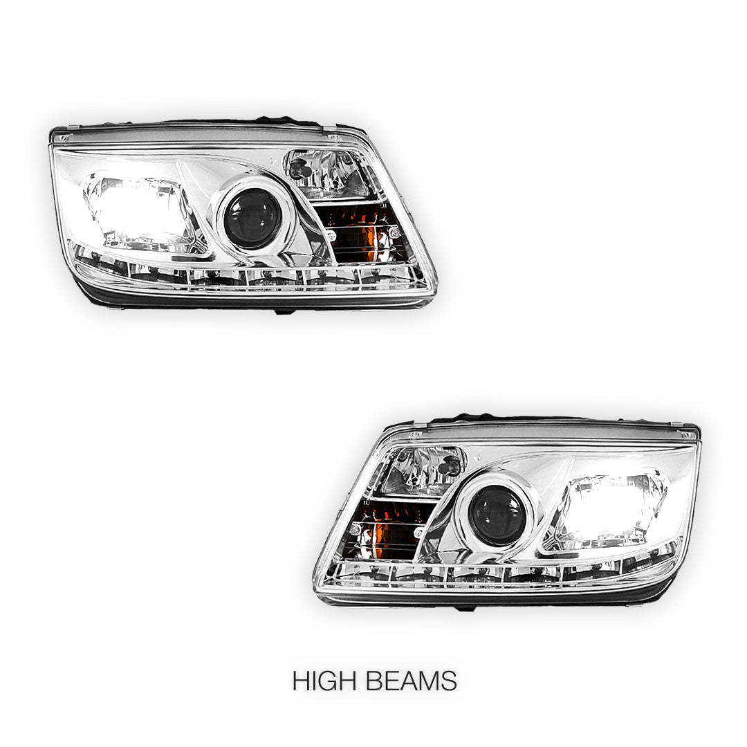 Volkswagen Bora 1J (1998 - 2004) LED DRL Projector Headlights LH + RH