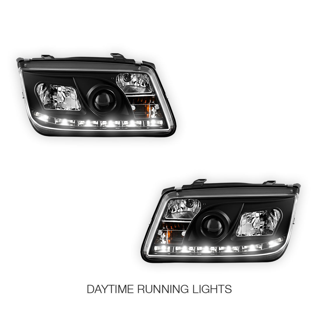 Volkswagen Jetta 1J (1998 - 2004) LED DRL Projector Headlights LH + RH