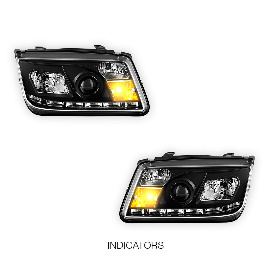 Volkswagen Jetta 1J (1998 - 2004) LED DRL Projector Headlights LH + RH