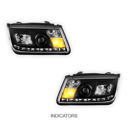 Volkswagen Jetta 1J (1998 - 2004) LED DRL Projector Headlights LH + RH