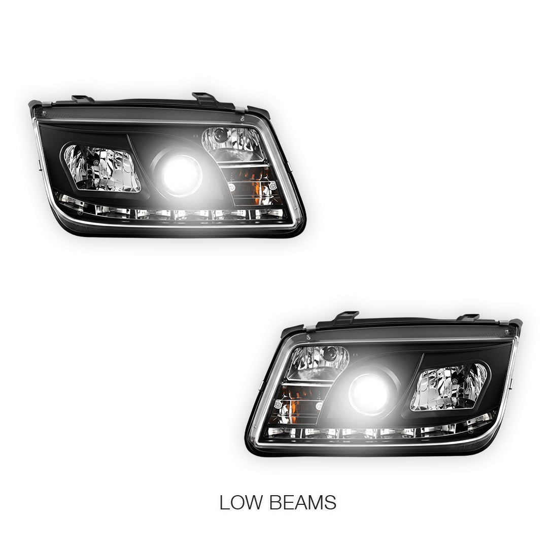 Volkswagen Jetta 1J (1998 - 2004) LED DRL Projector Headlights LH + RH