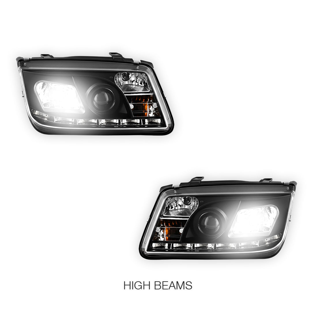 Volkswagen Jetta 1J (1998 - 2004) LED DRL Projector Headlights LH + RH