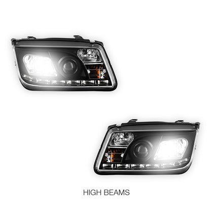 Volkswagen Jetta 1J (1998 - 2004) LED DRL Projector Headlights LH + RH