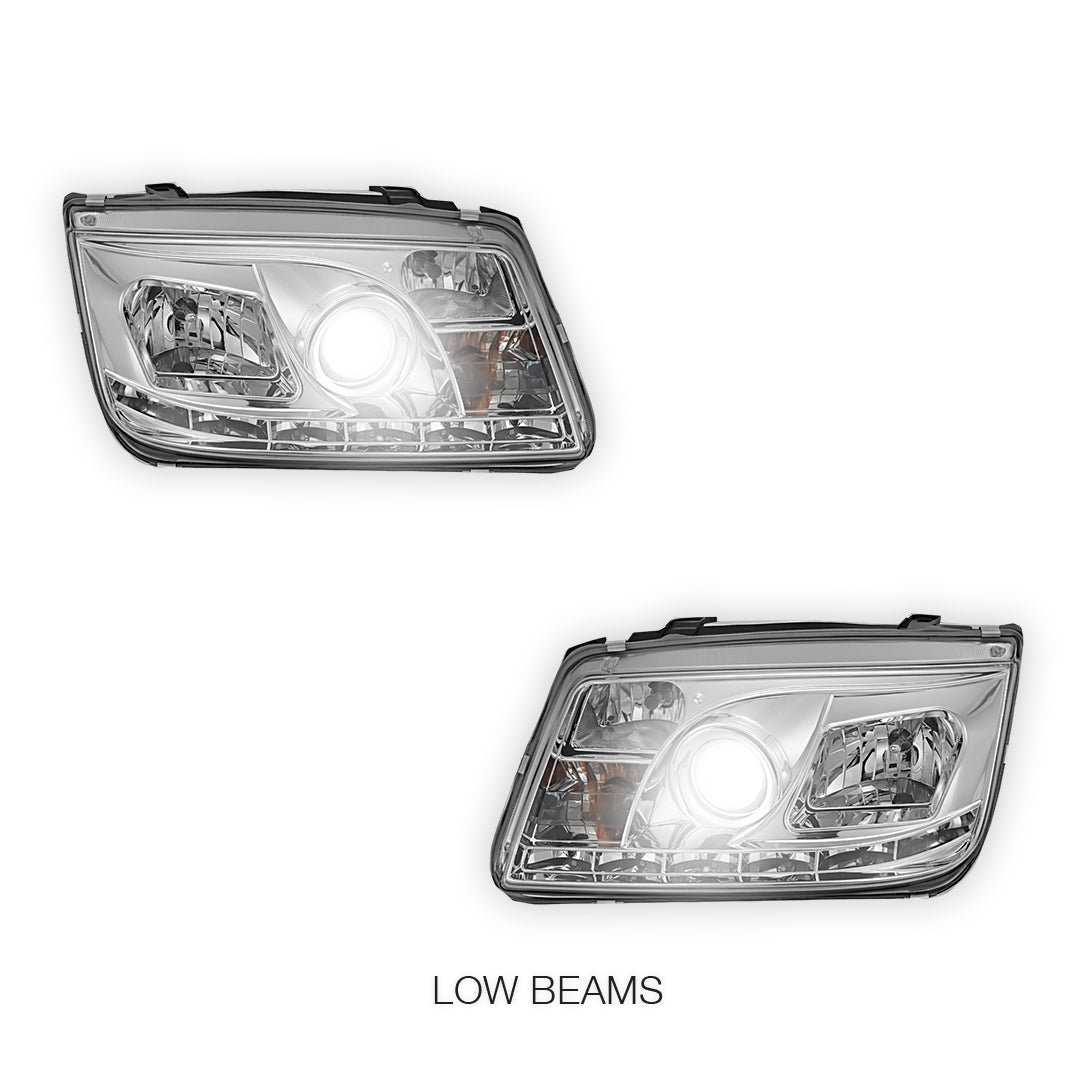 Volkswagen Jetta 1J (1998 - 2004) LED DRL Projector Headlights LH + RH