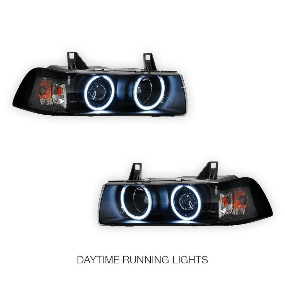 BMW 3 Series E36 2-Door (1992 - 1999) CCFL Angel-Eye Projector Headlights LH + RH
