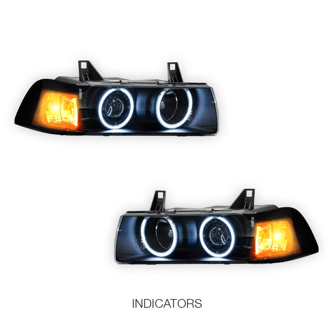 BMW 3 Series E36 2-Door (1992 - 1999) CCFL Angel-Eye Projector Headlights LH + RH