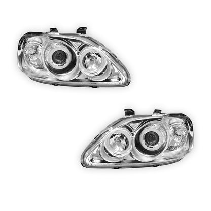 Honda Civic EK (1999 - 2000) Crystal Clear Angel-Eyes Projector Headlights LH + RH