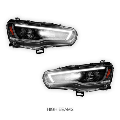 Mitsubishi Lancer Evo 10 (2007 - 2017) Xenon / HID Model LED DRL Projector Headlights LH + RH