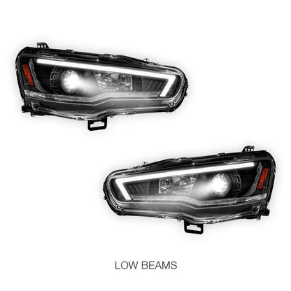 Mitsubishi Lancer Evo 10 (2007 - 2017) Xenon / HID Model LED DRL Projector Headlights LH + RH