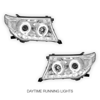 Toyota LandCruiser 200 Series (2007- 2015) Sequential LED DRL Halo Projector Headlights LH + RH