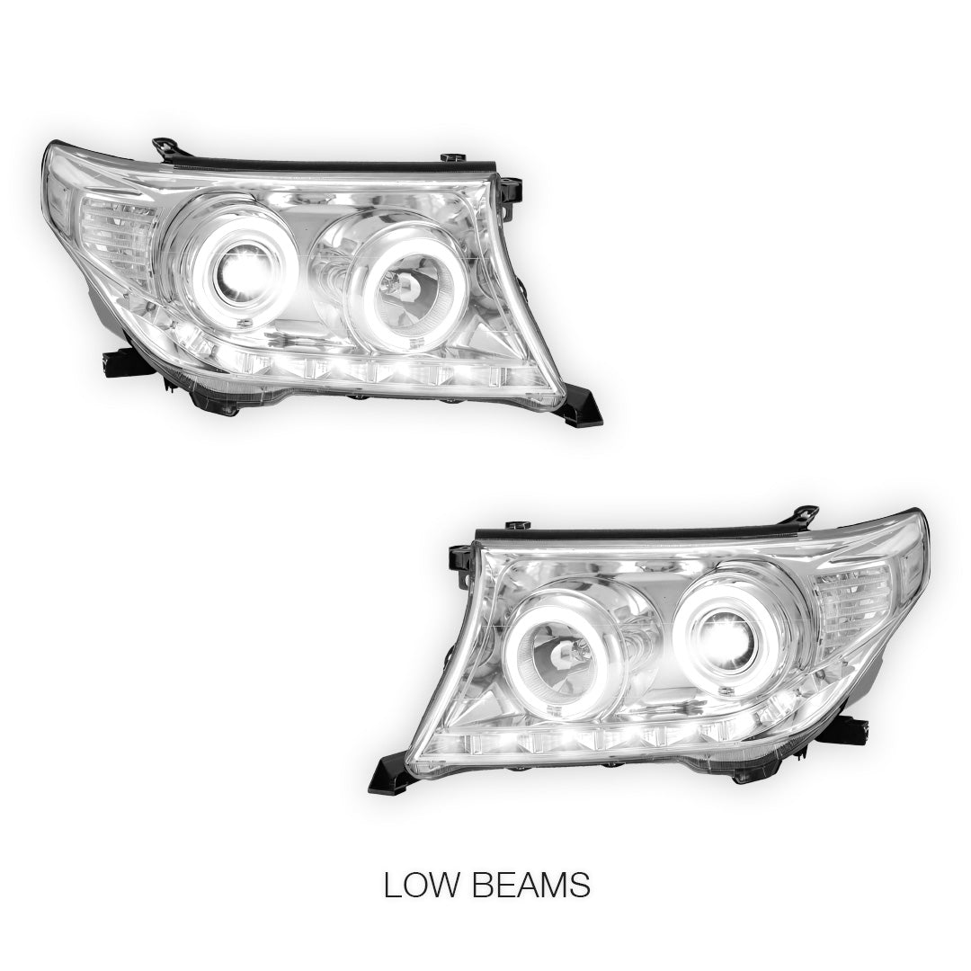 Toyota LandCruiser 200 Series (2007- 2015) Sequential LED DRL Halo Projector Headlights LH + RH