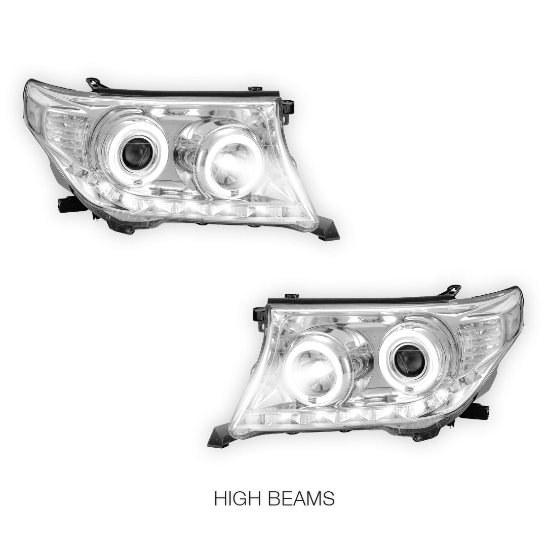 Toyota LandCruiser 200 Series (2007- 2015) Sequential LED DRL Halo Projector Headlights LH + RH