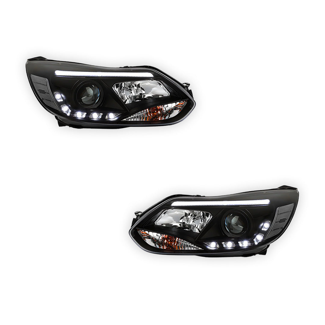 Ford Focus LW (2012- 2015) Halogen LED DRL Projector Headlights LH + RH