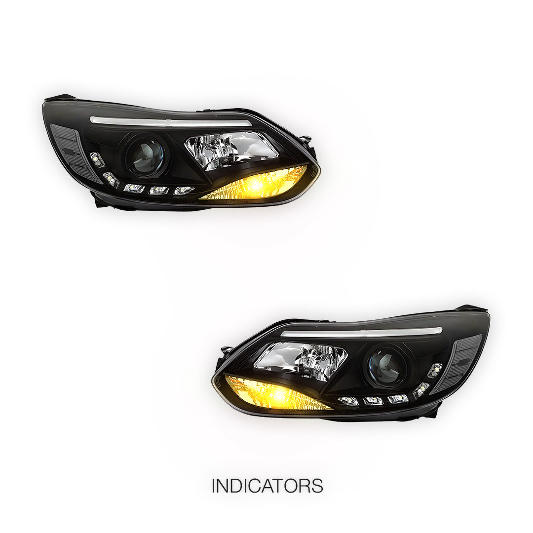 Ford Focus LW (2012- 2015) Halogen LED DRL Projector Headlights LH + RH