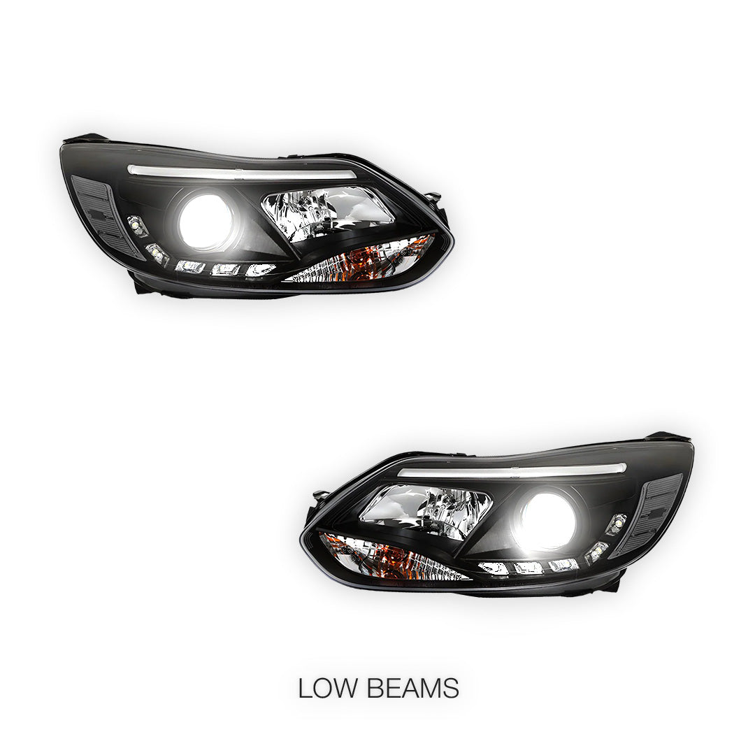 Ford Focus LW (2012- 2015) Halogen LED DRL Projector Headlights LH + RH