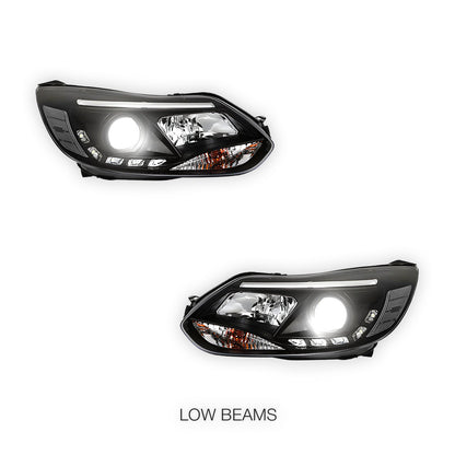 Ford Focus LW (2012- 2015) Halogen LED DRL Projector Headlights LH + RH