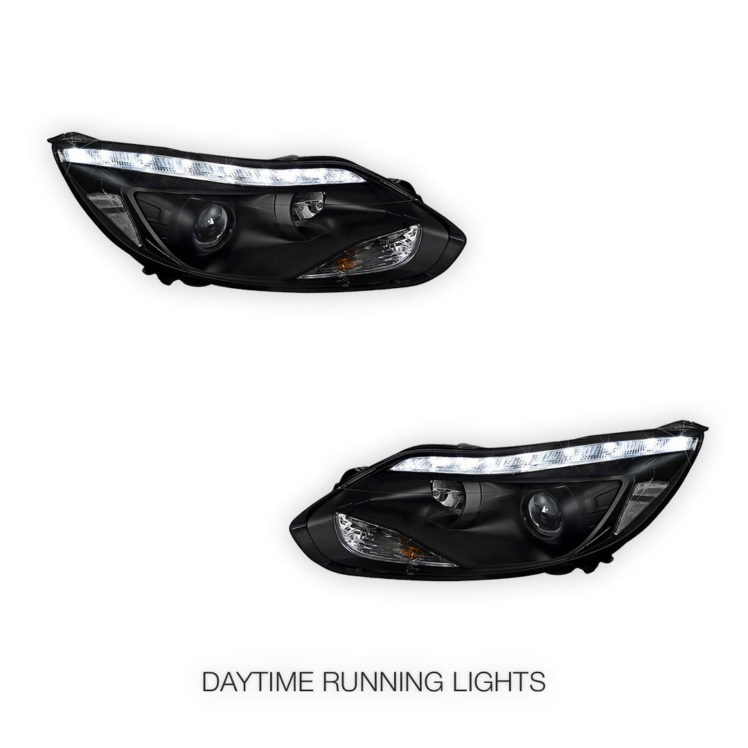 Ford Focus LW (2012- 2015) Halogen LED DRL Projector Headlights LH + RH