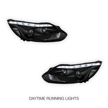 Ford Focus LW (2012- 2015) Halogen LED DRL Projector Headlights LH + RH