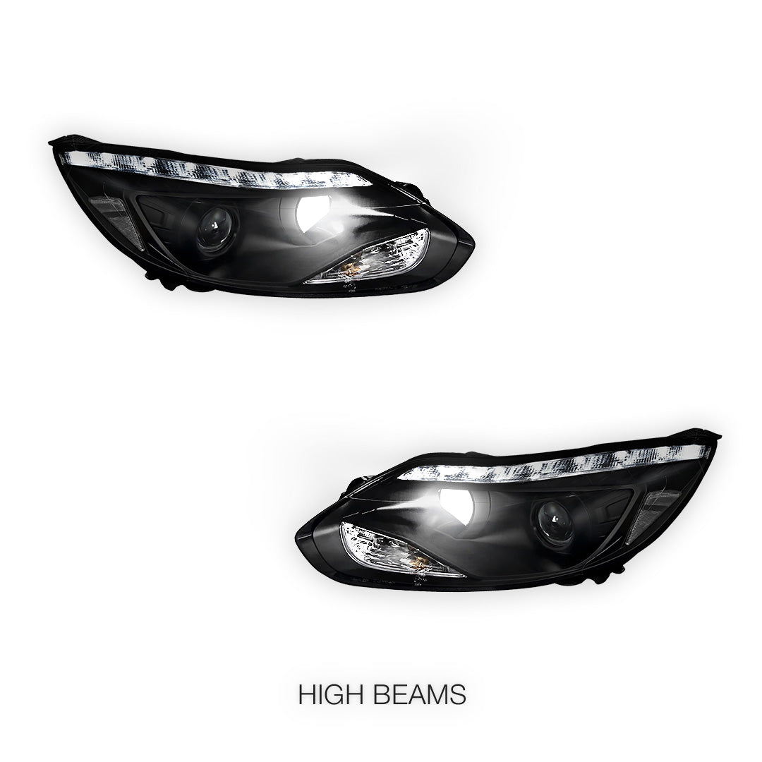 Ford Focus LW (2012- 2015) Halogen LED DRL Projector Headlights LH + RH