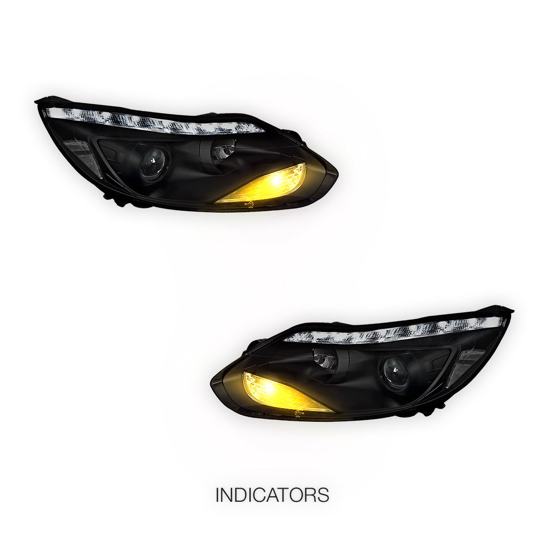 Ford Focus LW (2012- 2015) Halogen LED DRL Projector Headlights LH + RH
