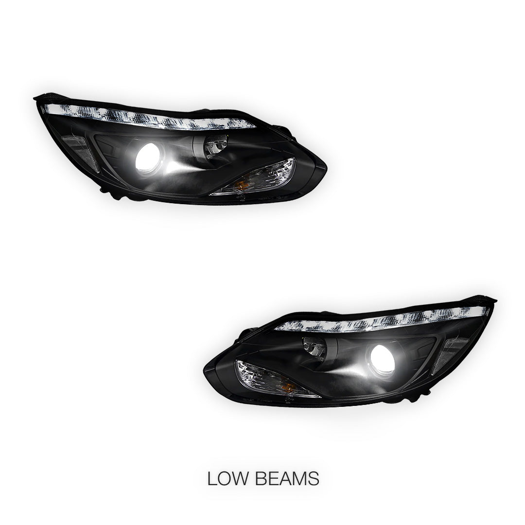 Ford Focus LW (2012- 2015) Halogen LED DRL Projector Headlights LH + RH