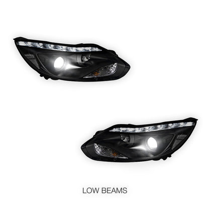 Ford Focus LW (2012- 2015) Halogen LED DRL Projector Headlights LH + RH