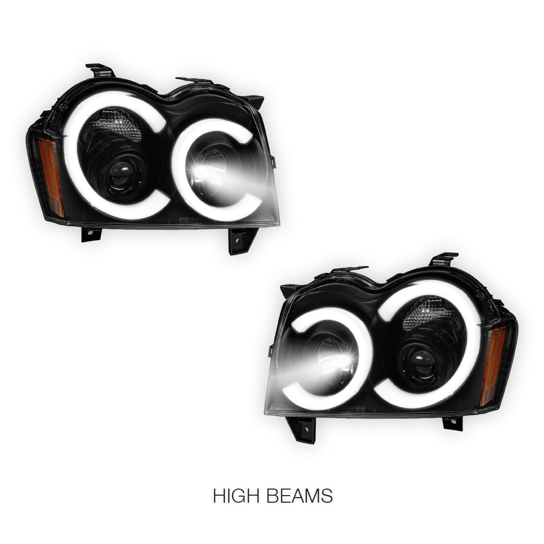 Jeep Grand Cherokee WH (2005- 2010) LED DRL Angel-Eyes Projector Headlights LH + RH