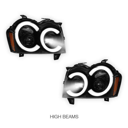 Jeep Grand Cherokee WH (2005- 2010) LED DRL Angel-Eyes Projector Headlights LH + RH
