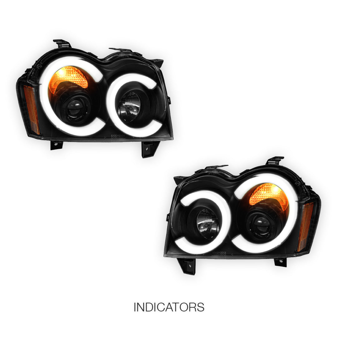Jeep Grand Cherokee WH (2005- 2010) LED DRL Angel-Eyes Projector Headlights LH + RH