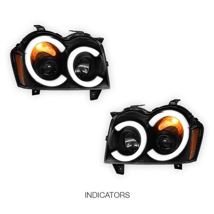 Jeep Grand Cherokee WH (2005- 2010) LED DRL Angel-Eyes Projector Headlights LH + RH