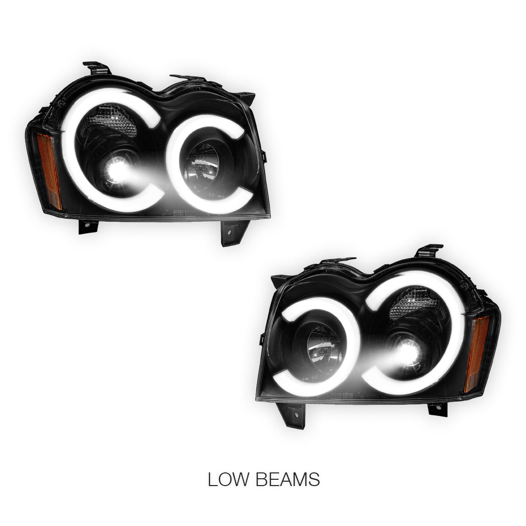 Jeep Grand Cherokee WH (2005- 2010) LED DRL Angel-Eyes Projector Headlights LH + RH