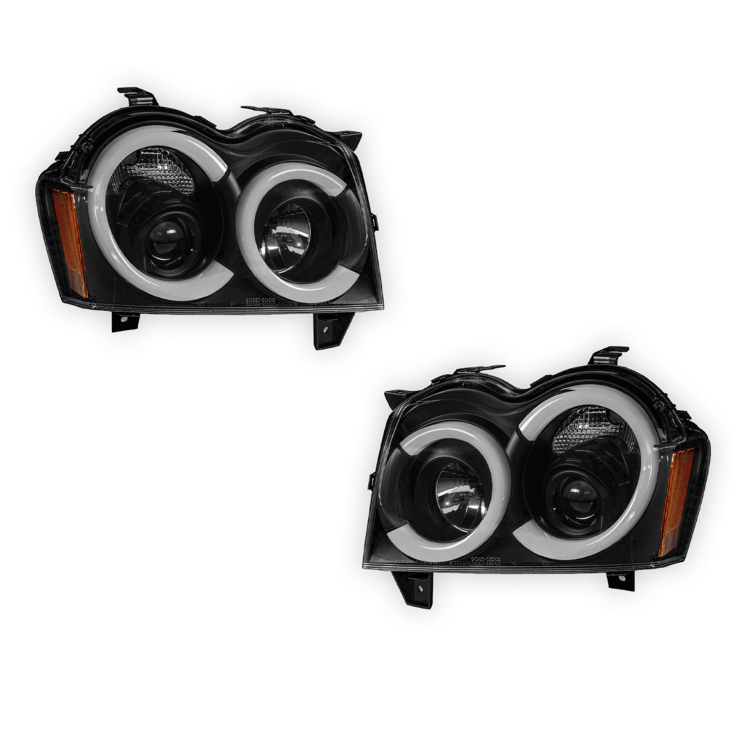 Jeep Grand Cherokee WH (2005- 2010) LED DRL Angel-Eyes Projector Headlights LH + RH