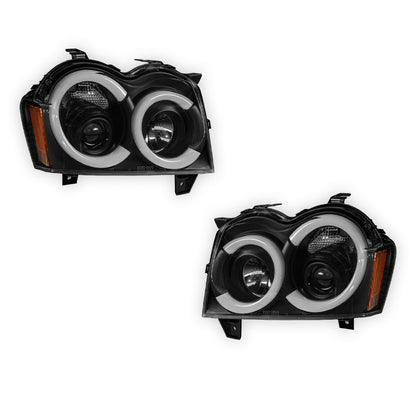 Jeep Grand Cherokee WH (2005- 2010) LED DRL Angel-Eyes Projector Headlights LH + RH