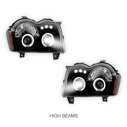 Jeep Grand Cherokee WH (2005- 2010) LED DRL Angel-Eyes Projector Headlights LH + RH