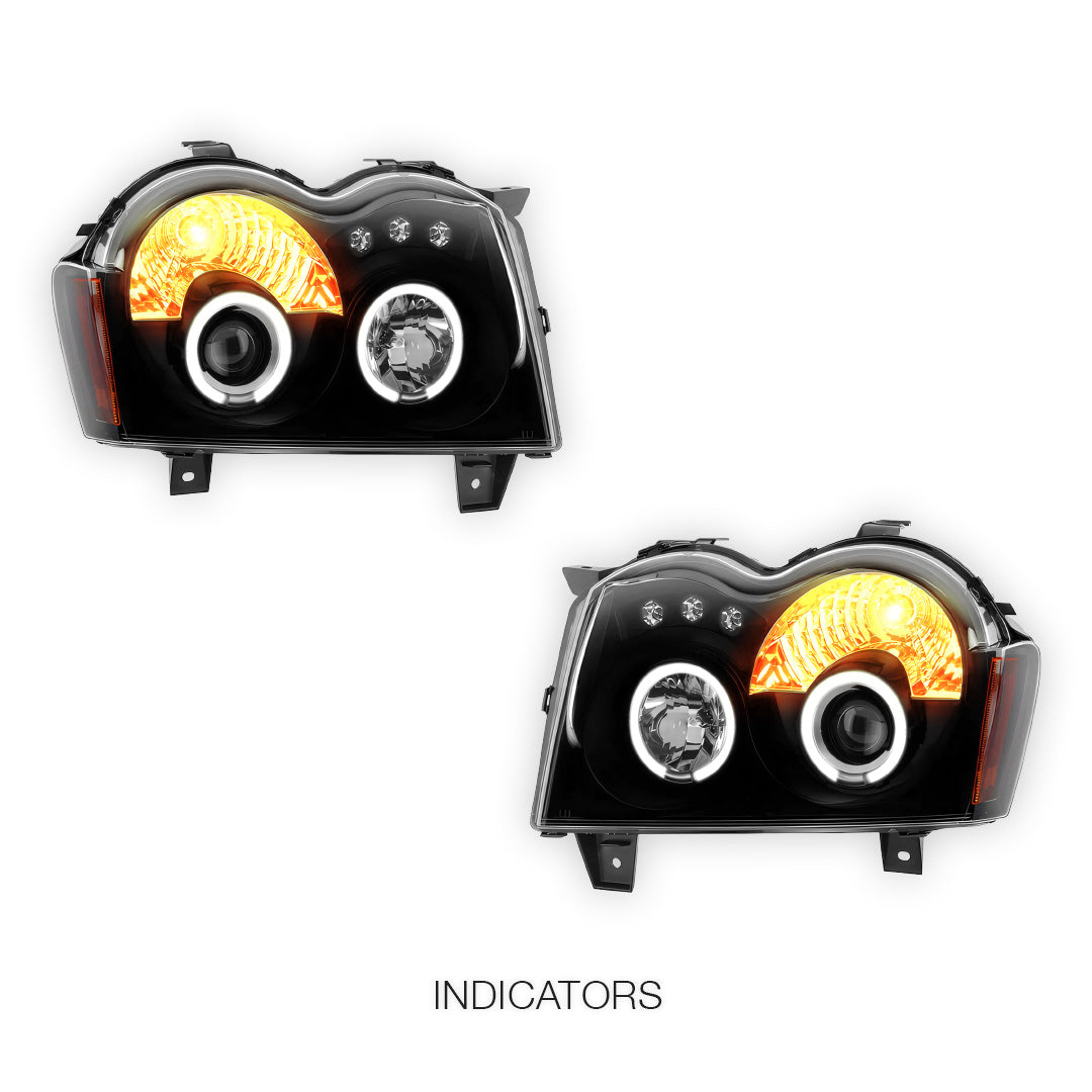 Jeep Grand Cherokee WH (2005- 2010) LED DRL Angel-Eyes Projector Headlights LH + RH