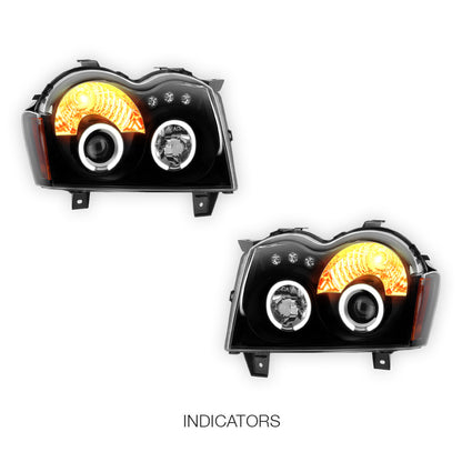 Jeep Grand Cherokee WH (2005- 2010) LED DRL Angel-Eyes Projector Headlights LH + RH
