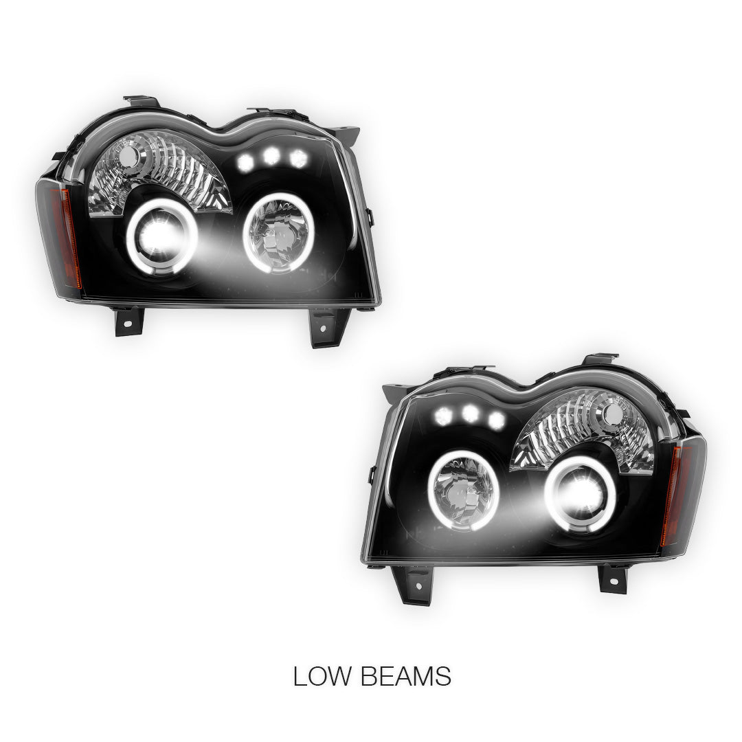 Jeep Grand Cherokee WH (2005- 2010) LED DRL Angel-Eyes Projector Headlights LH + RH