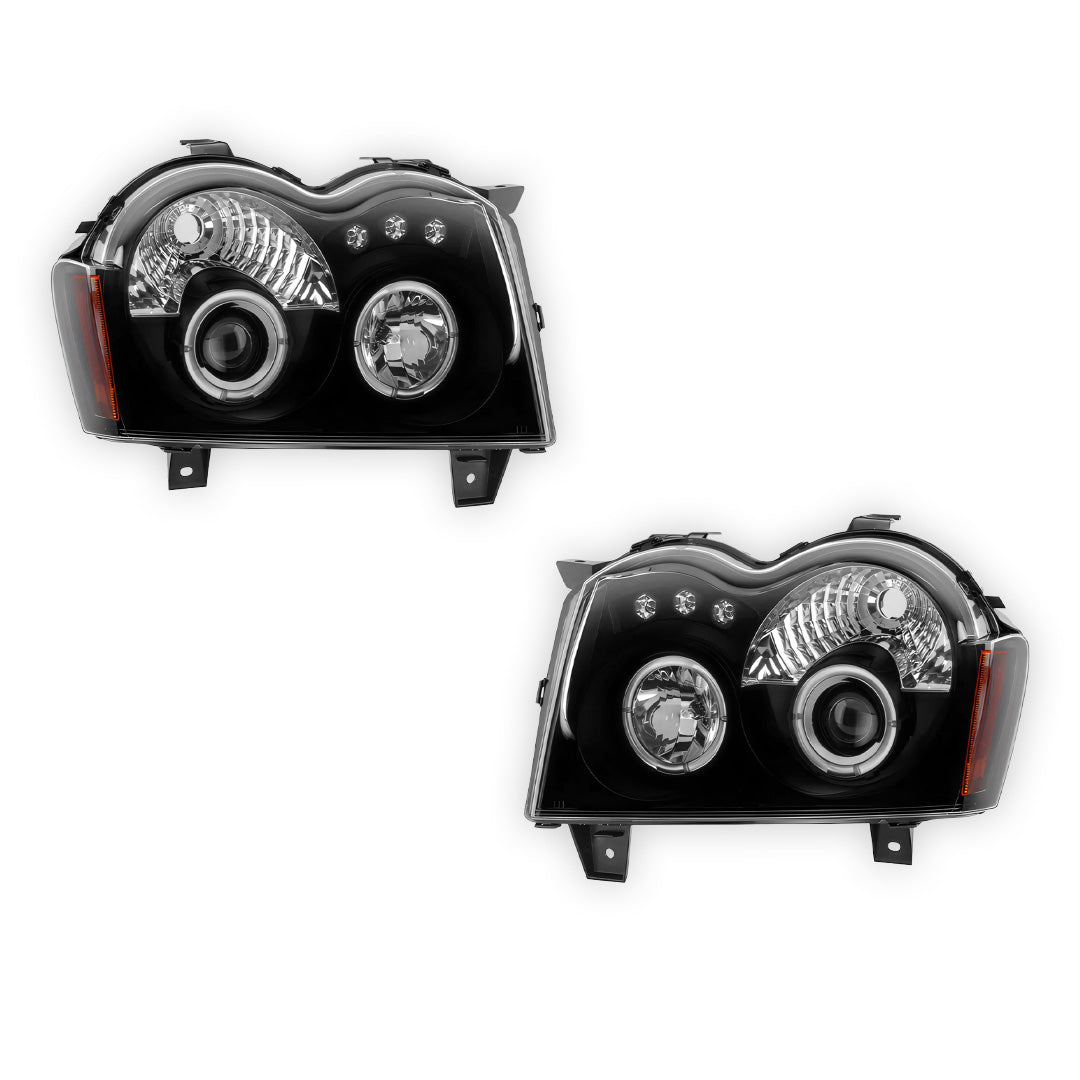 Jeep Grand Cherokee WH (2005- 2010) LED DRL Angel-Eyes Projector Headlights LH + RH