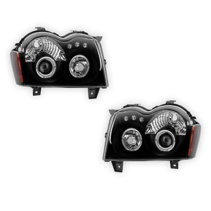Jeep Grand Cherokee WH (2005- 2010) LED DRL Angel-Eyes Projector Headlights LH + RH