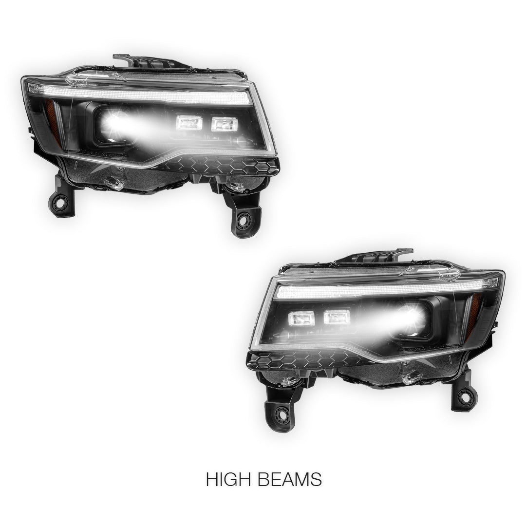 Jeep Grand Cherokee WK2 (2014- 2021) LED DRL Projector Headlights + Sequential Indicators LH + RH