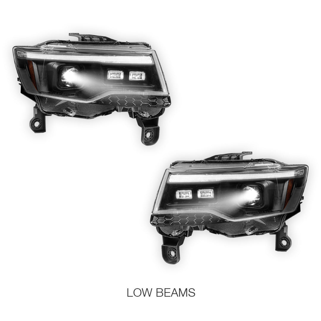 Jeep Grand Cherokee WK2 (2014- 2021) LED DRL Projector Headlights + Sequential Indicators LH + RH