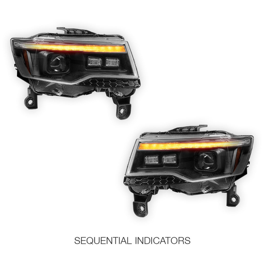 Jeep Grand Cherokee WK2 (2014- 2021) LED DRL Projector Headlights + Sequential Indicators LH + RH