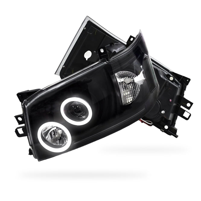 Toyota HiAce H200 (2005 - 2010) CCFL Angel-Eyes LED DRL Projector Headlights LH + RH