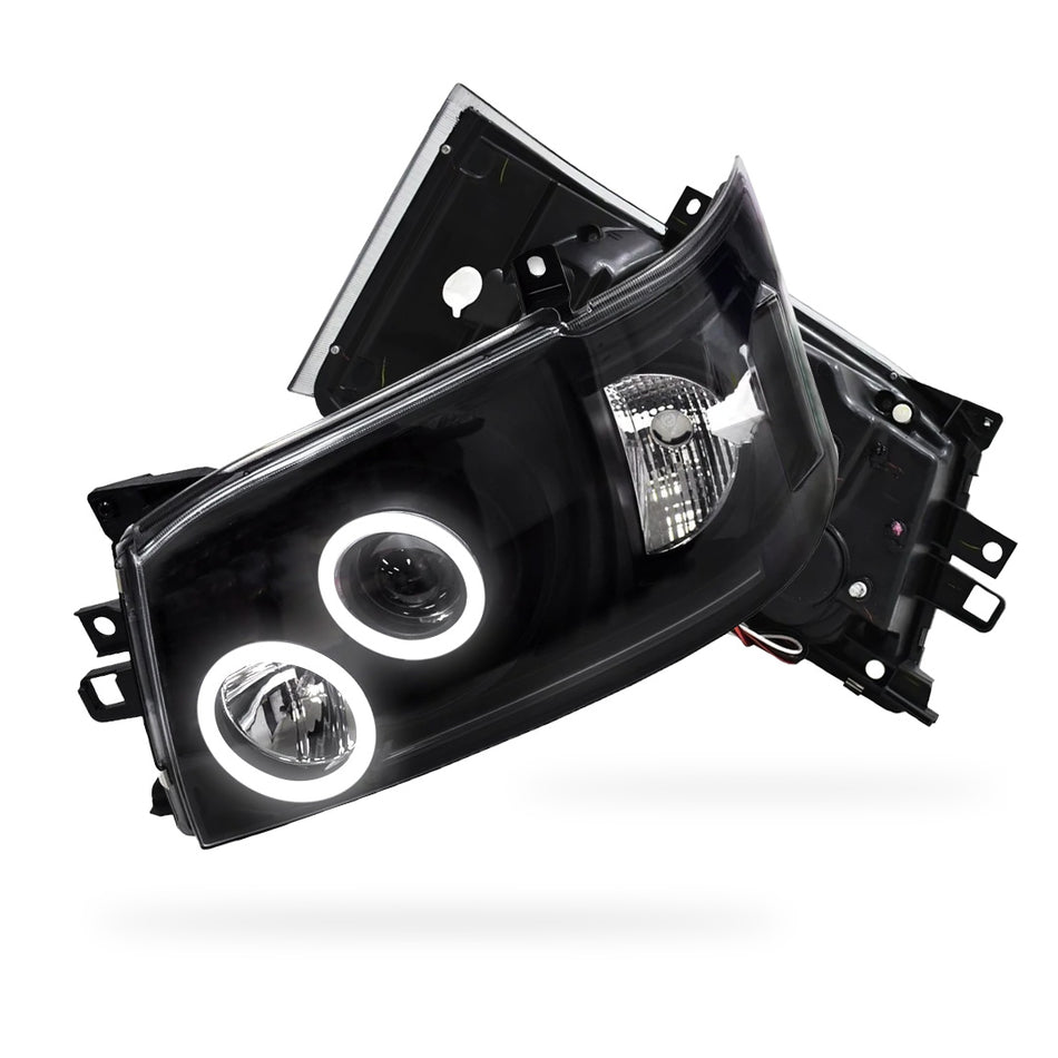 Toyota HiAce H200 (2005 - 2010) CCFL Angel-Eyes LED DRL Projector Headlights LH + RH