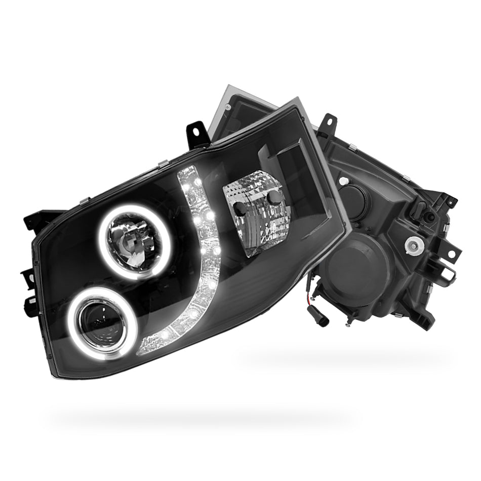 Toyota HiAce H200 (2011 - 2014) CCFL Angel-Eyes LED DRL Projector Headlights LH + RH