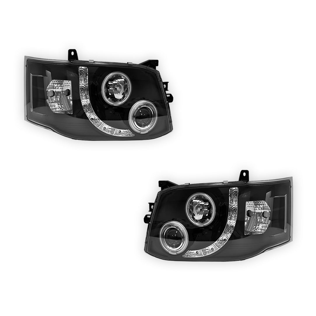 Toyota HiAce H200 (2011 - 2014) CCFL Angel-Eyes LED DRL Projector Headlights LH + RH