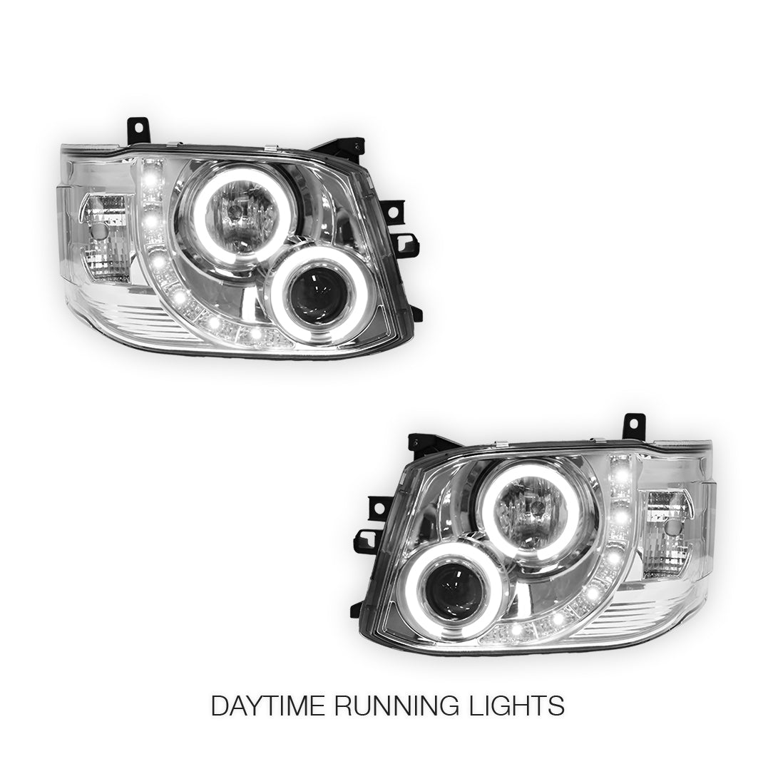 Toyota HiAce H200 (2011 - 2014) CCFL Angel-Eyes LED DRL Projector Headlights LH + RH
