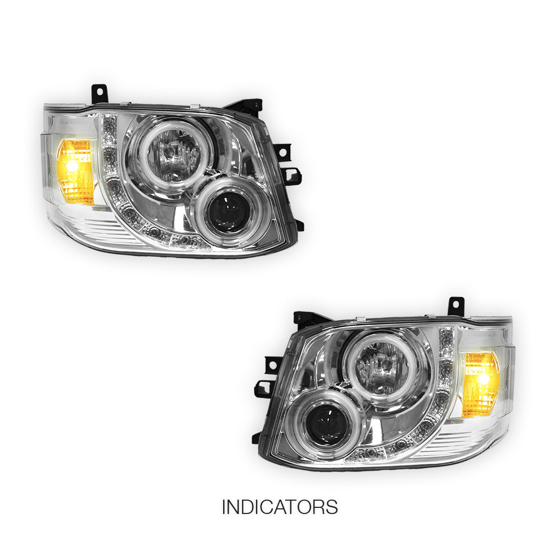 Toyota HiAce H200 (2011 - 2014) CCFL Angel-Eyes LED DRL Projector Headlights LH + RH