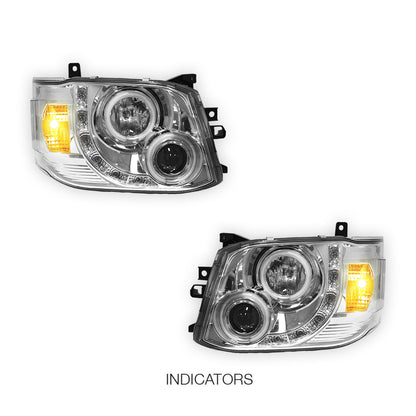 Toyota HiAce H200 (2011 - 2014) CCFL Angel-Eyes LED DRL Projector Headlights LH + RH