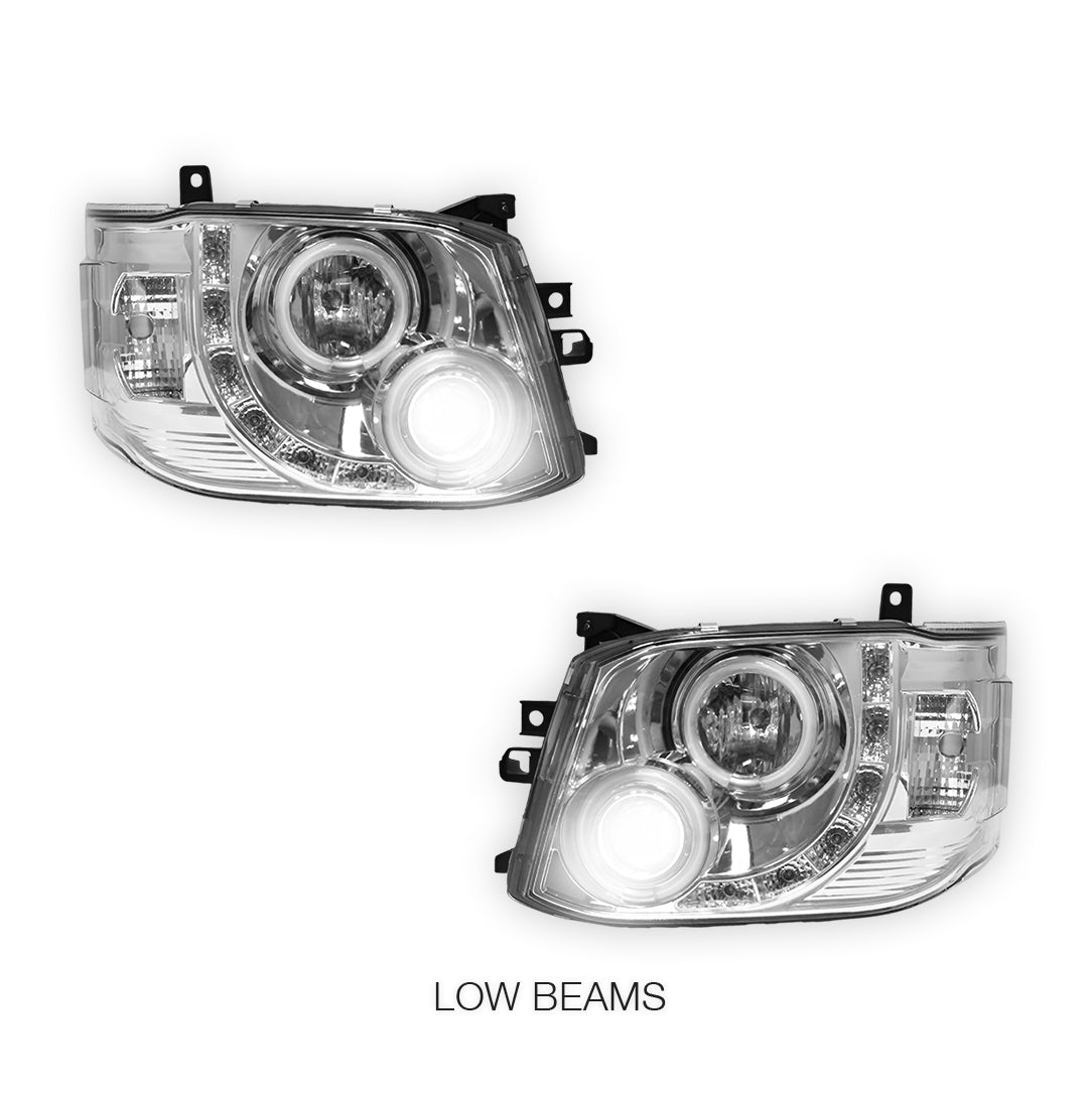 Toyota HiAce H200 (2011 - 2014) CCFL Angel-Eyes LED DRL Projector Headlights LH + RH